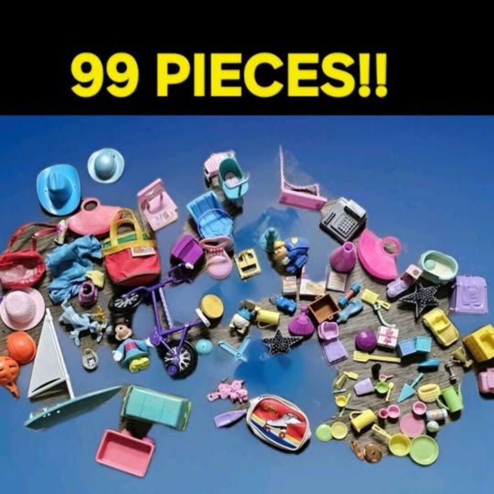 99 PIECES! Dollhouse Miniature DISH Plastic BARBIE Disney Nickelodeon McDonalds